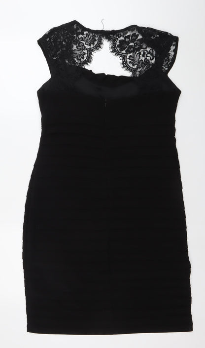 Sophie M Women’s Black Lace Bodycon Knee Length Dress Size 14