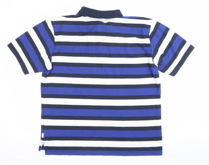 Lonsdale Men’s Blue XL Striped Polo Shirt Short Sleeve Casual