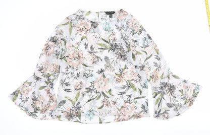 New Look Womens Multicoloured Floral Blouse Size 10 Bell Sleeve