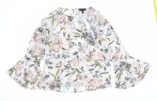 New Look Womens Multicoloured Floral Blouse Size 10 Bell Sleeve