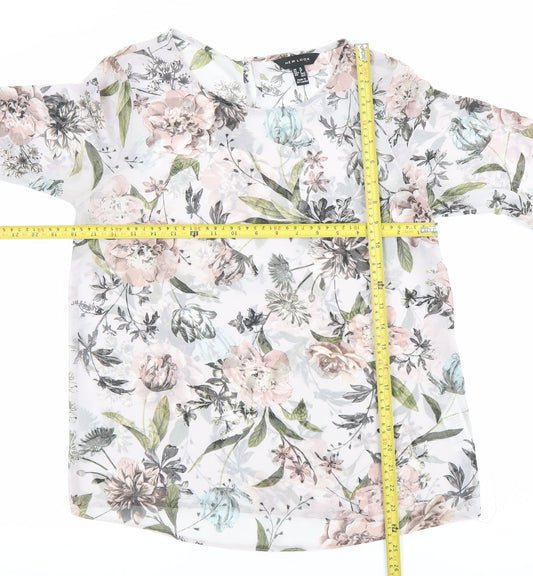 New Look Womens Multicoloured Floral Blouse Size 10 Bell Sleeve
