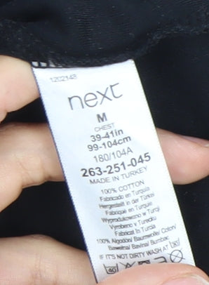 Next Men’s Black Long Sleeve Cotton Polo Shirt Size M Zip Collar