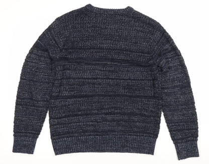 Zara Man Men's Blue L Knit Pullover Jumper Crew Neck Long Sleeve