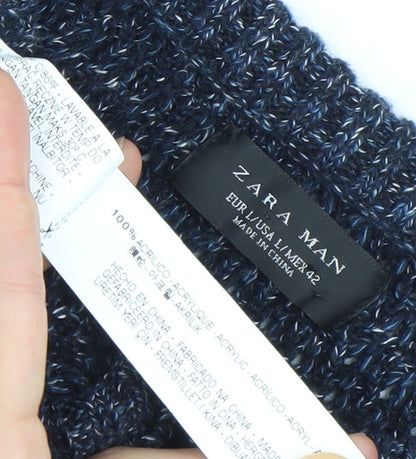 Zara Man Men's Blue L Knit Pullover Jumper Crew Neck Long Sleeve