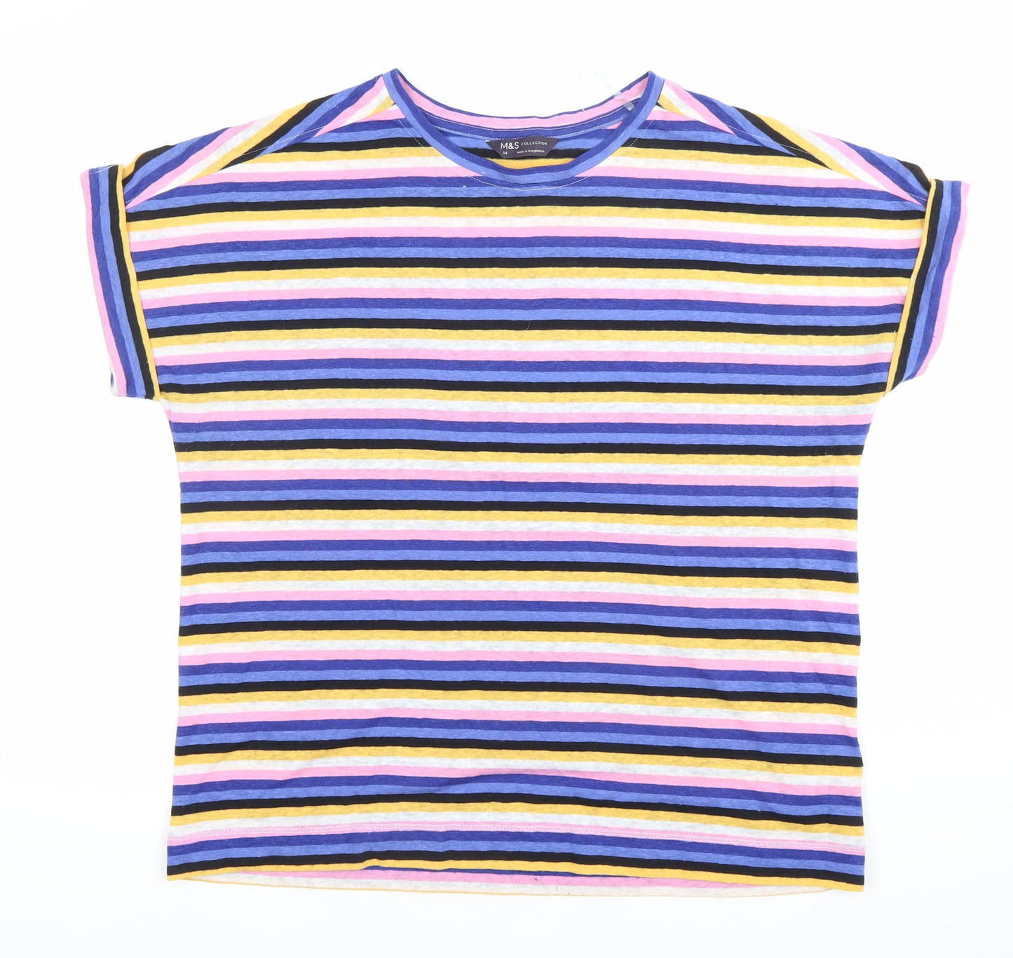 Womens UK Size 14 Marks and Spencer Multicoloured Basic T-Shirt