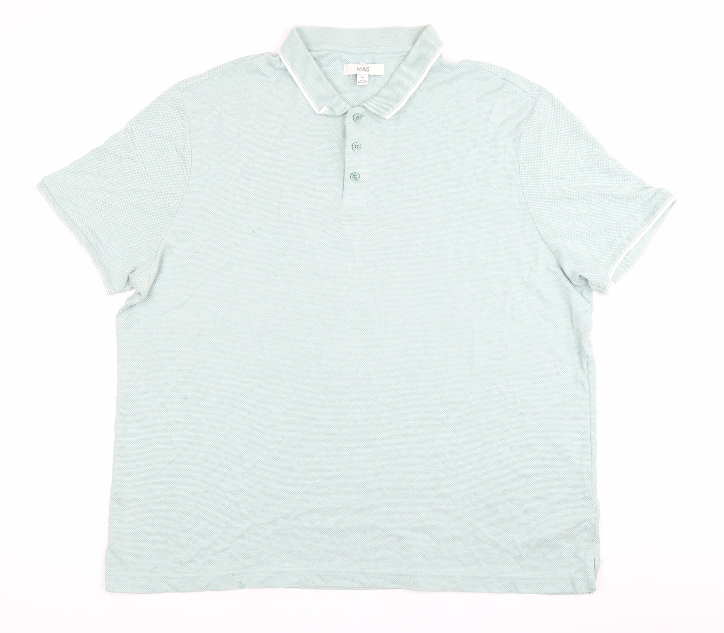 Marks and Spencer Men’s Green 2XL Polo Shirt Modal Blend