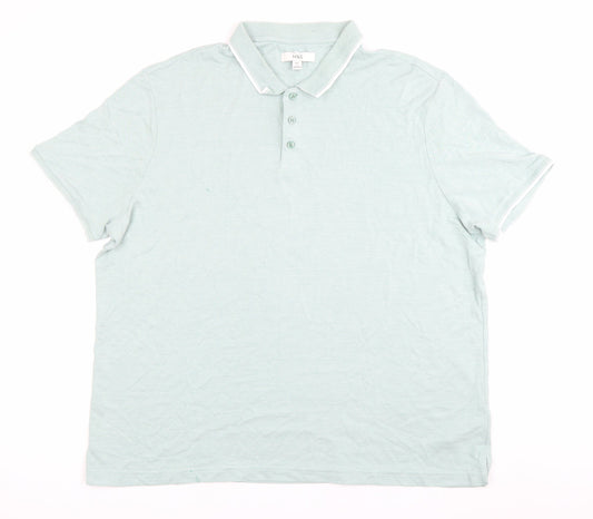 Marks and Spencer Men’s Green 2XL Polo Shirt Modal Blend