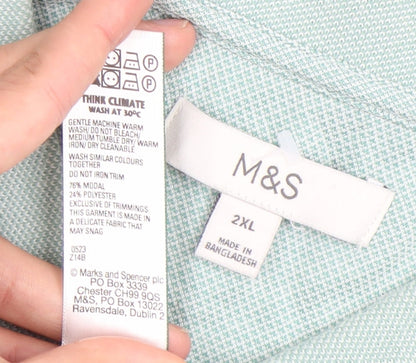 Marks and Spencer Men’s Green 2XL Polo Shirt Modal Blend