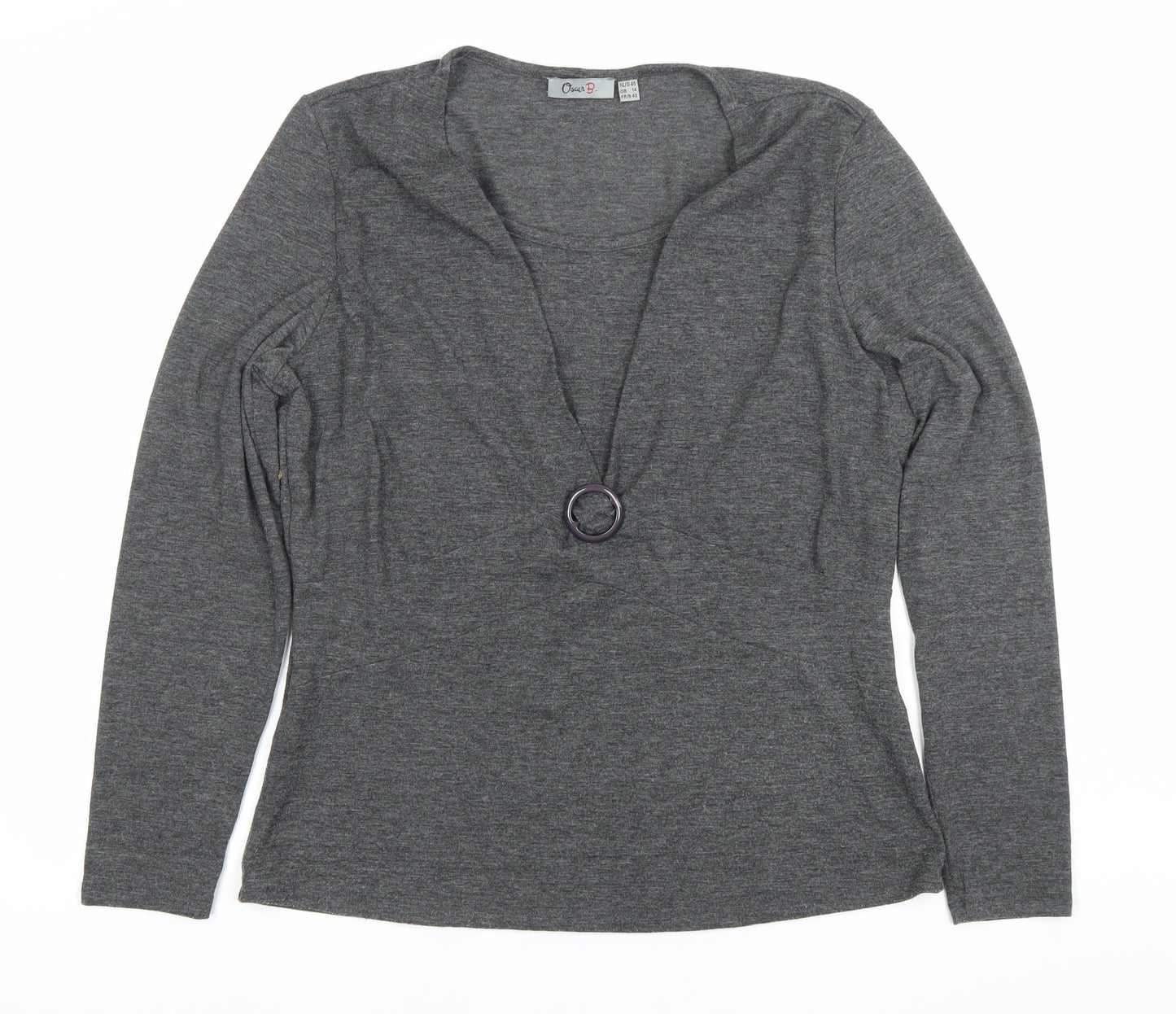 Womens UK Size 14 Oscar B Grey Wrap Blouse