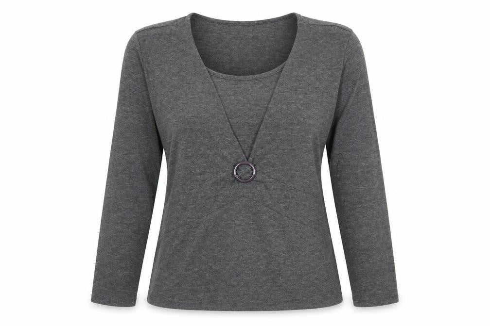 Womens UK Size 14 Oscar B Grey Wrap Blouse