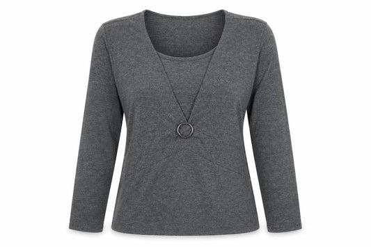 Womens UK Size 14 Oscar B Grey Wrap Blouse