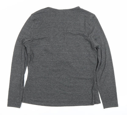 Womens UK Size 14 Oscar B Grey Wrap Blouse