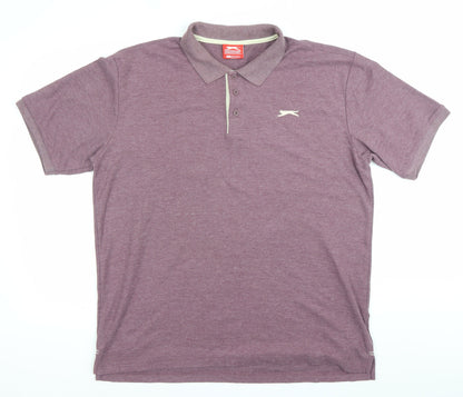 Slazenger Mens Purple XL Polo Shirt Short Sleeve Casual Sportswear