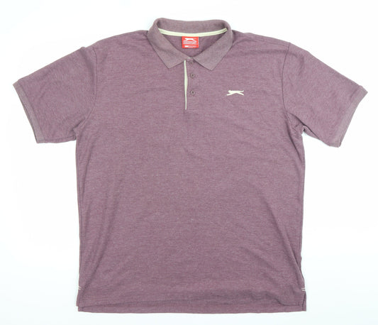 Slazenger Mens Purple XL Polo Shirt Short Sleeve Casual Sportswear