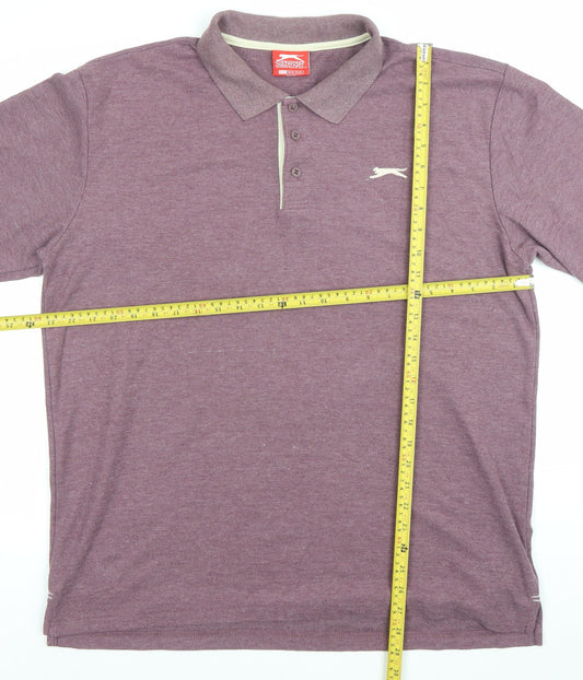 Slazenger Mens Purple XL Polo Shirt Short Sleeve Casual Sportswear