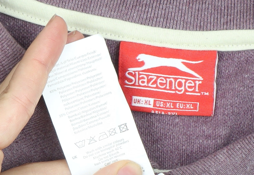 Slazenger Mens Purple XL Polo Shirt Short Sleeve Casual Sportswear