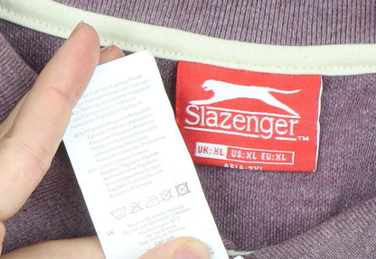 Slazenger Mens Purple XL Polo Shirt Short Sleeve Casual Sportswear