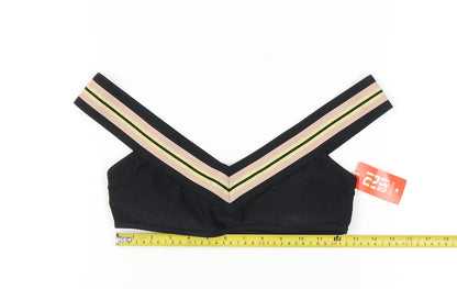 River Island Womens Black Glitter Strap Bralette Bikini Top UK 12