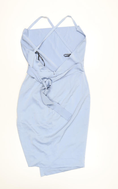 Lavish Alice Women’s Blue Size 14 Bodycon Midi Dress Sleeveless Belted