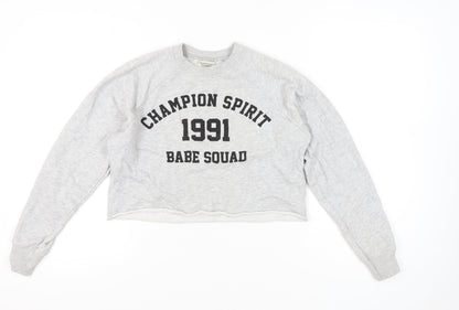Womens UK Size XS Pull&Bear Grey Pullover Sweatshirt