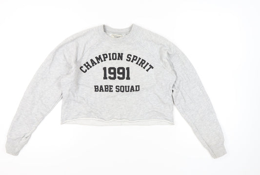 Womens UK Size XS Pull&Bear Grey Pullover Sweatshirt