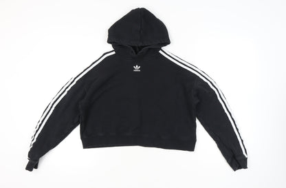 Adidas Womens Black Hoodie UK 10 Pullover Cotton Long Sleeve