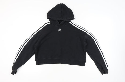 Adidas Womens Black Hoodie UK 10 Pullover Cotton Long Sleeve