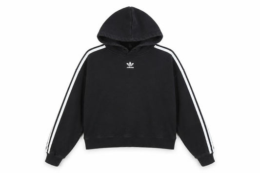 Front view of Adidas women’s black hoodie uk 10 pullover cotton long sleeve