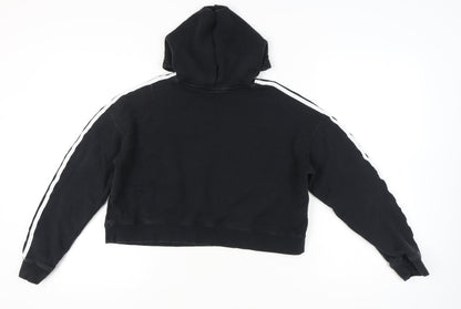 Adidas Womens Black Hoodie UK 10 Pullover Cotton Long Sleeve