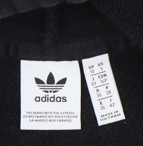 Adidas Womens Black Hoodie UK 10 Pullover Cotton Long Sleeve