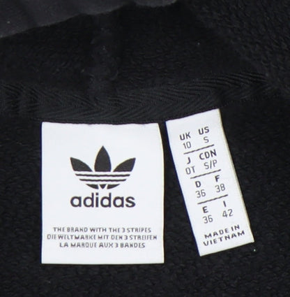 Adidas Womens Black Hoodie UK 10 Pullover Cotton Long Sleeve