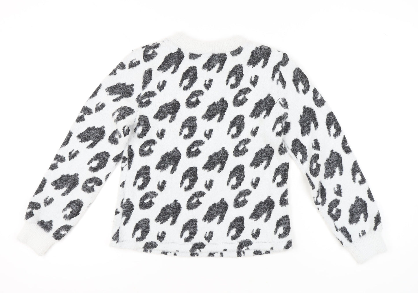 Marks and Spencer Women’s White Animal Print Jumper Size 8 Crew Neck