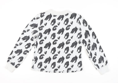 Marks and Spencer Women’s White Animal Print Jumper Size 8 Crew Neck