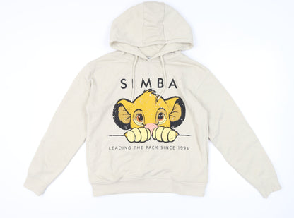 Disney Primark XS Womens Beige Simba Hoodie Pullover Graphic Print