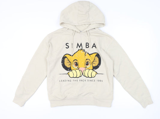 Disney Primark XS Womens Beige Simba Hoodie Pullover Graphic Print
