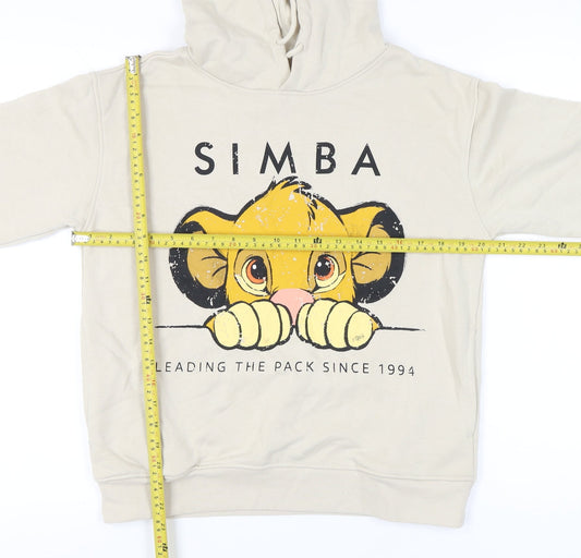 Disney Primark XS Womens Beige Simba Hoodie Pullover Graphic Print