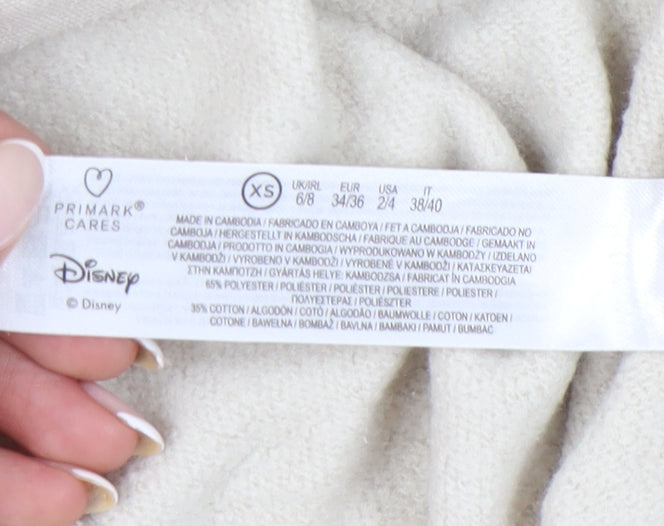 Disney Primark XS Womens Beige Simba Hoodie Pullover Graphic Print