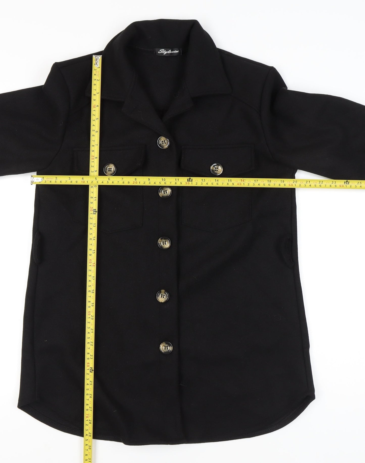 Stylewise Women’s Black Mid-Length Button Jacket Size M
