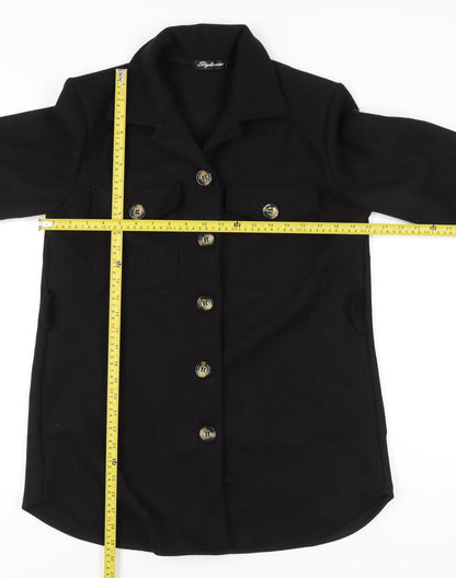 Stylewise Women’s Black Mid-Length Button Jacket Size M