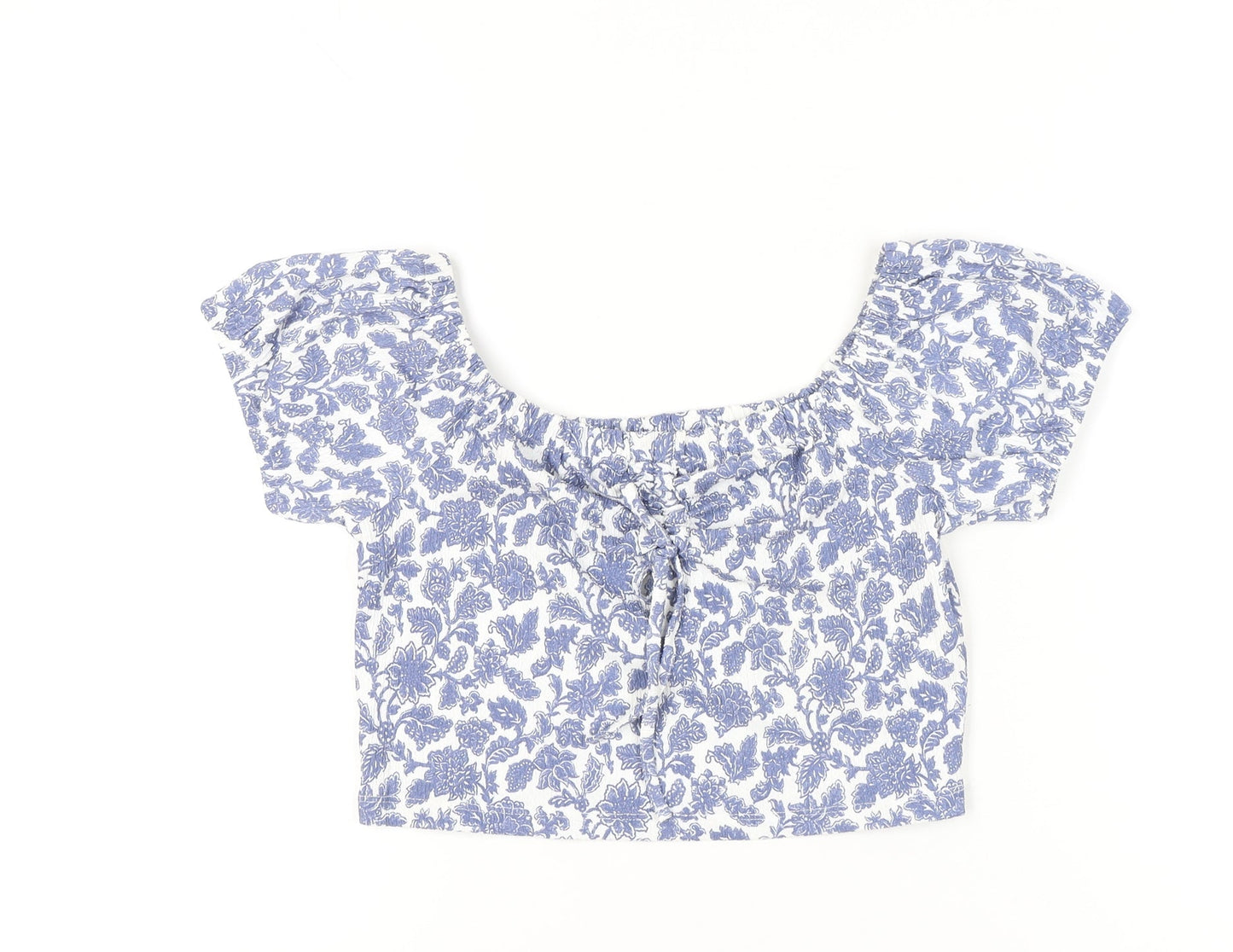 Womens UK Size L Topshop Blue Cropped Blouse