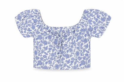 Womens UK Size L Topshop Blue Cropped Blouse