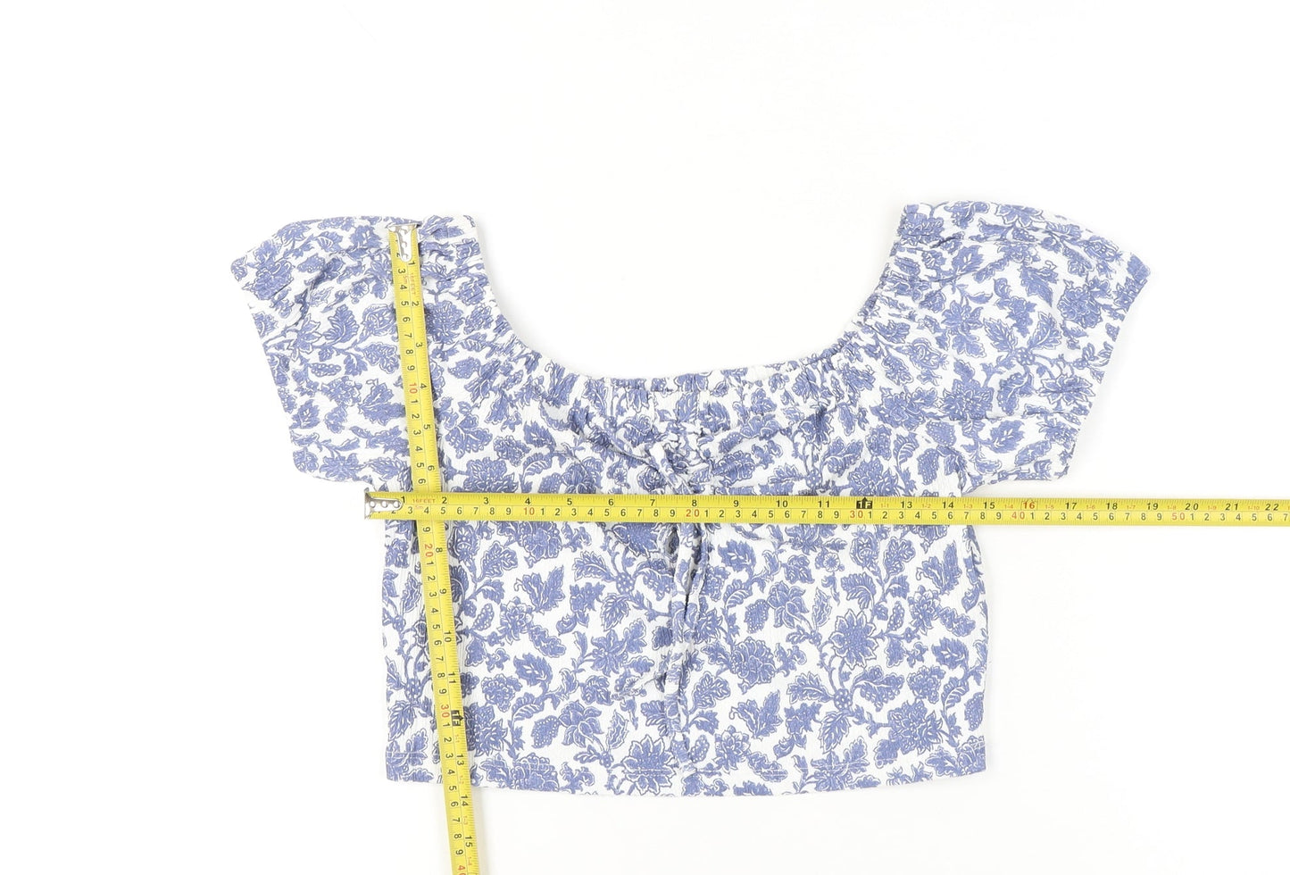 Womens UK Size L Topshop Blue Cropped Blouse