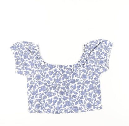 Womens UK Size L Topshop Blue Cropped Blouse