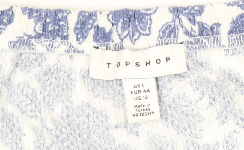 Womens UK Size L Topshop Blue Cropped Blouse