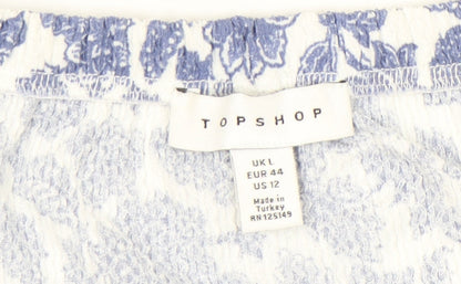 Womens UK Size L Topshop Blue Cropped Blouse