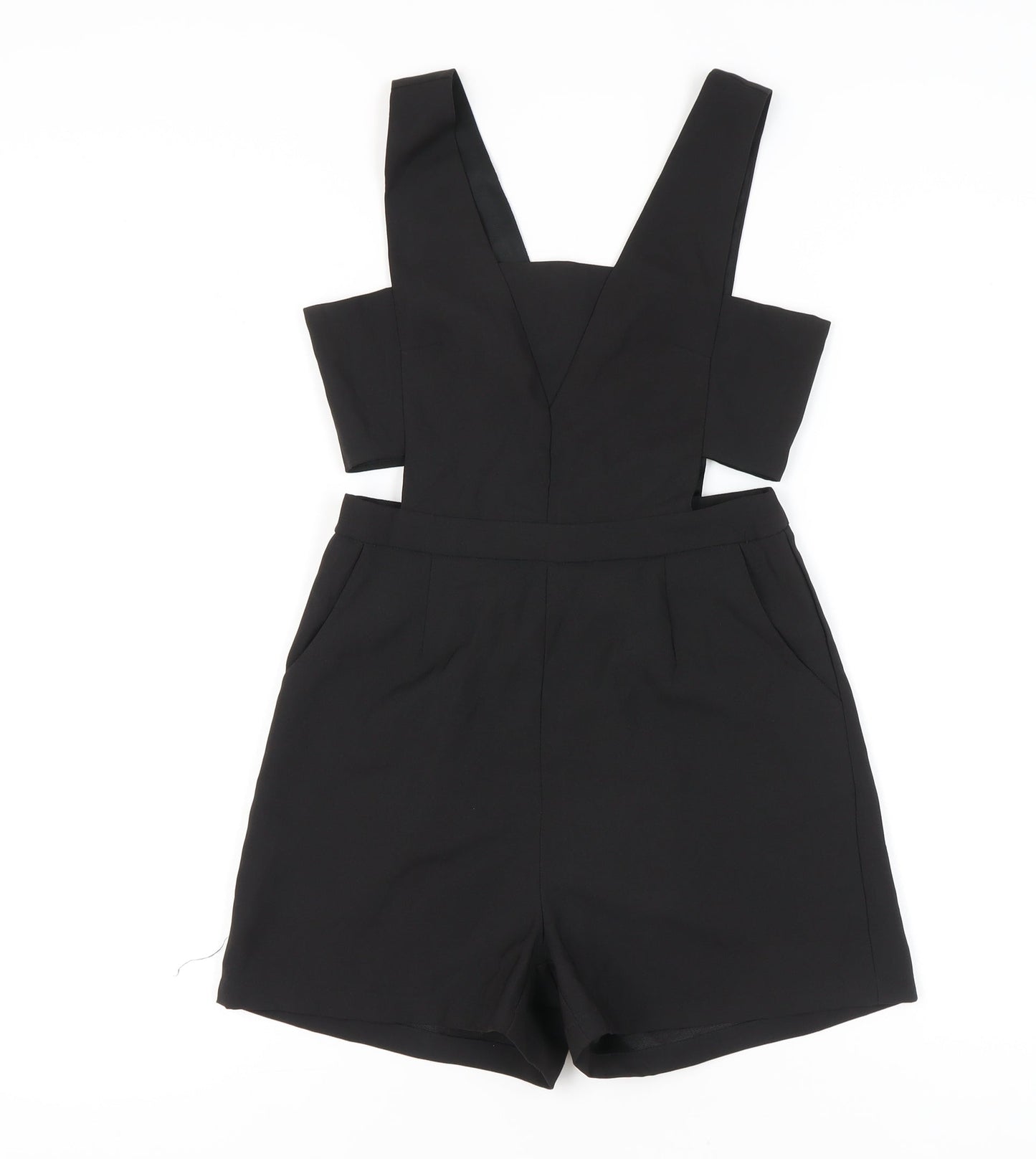 Missguided Women Black Size 8 Sleeveless V-Neck Playsuit