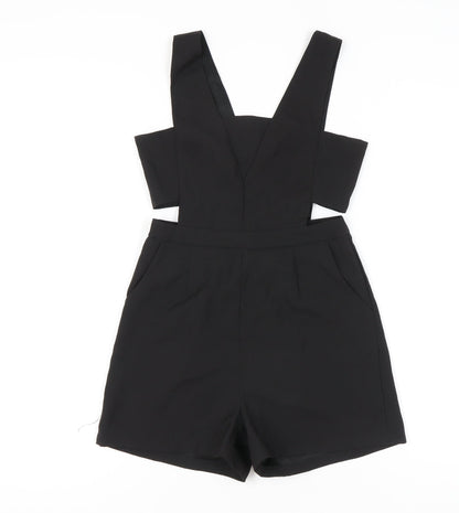 Missguided Women Black Size 8 Sleeveless V-Neck Playsuit