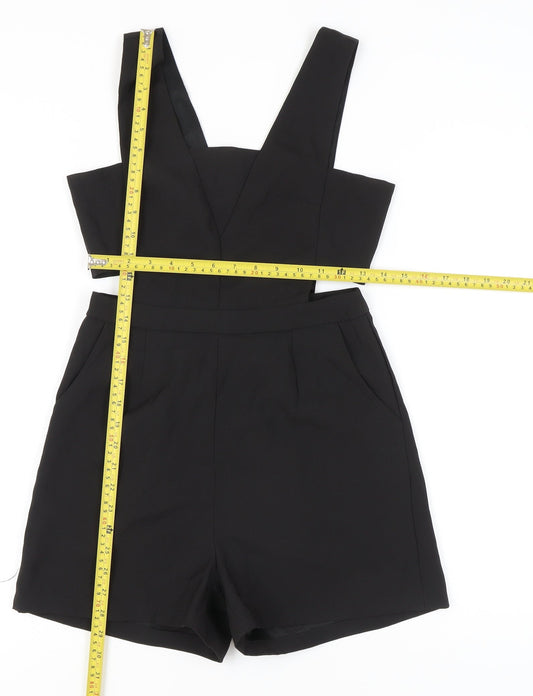 Missguided Women Black Size 8 Sleeveless V-Neck Playsuit