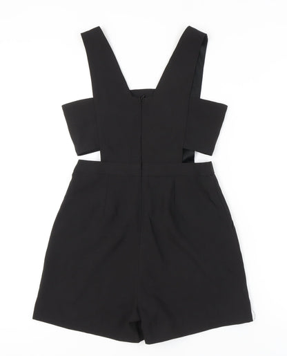 Missguided Women Black Size 8 Sleeveless V-Neck Playsuit