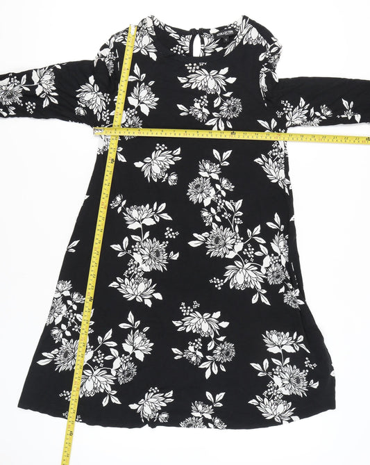 Debenhams Women’s Black Floral Shift Dress Size 12 Knee Length